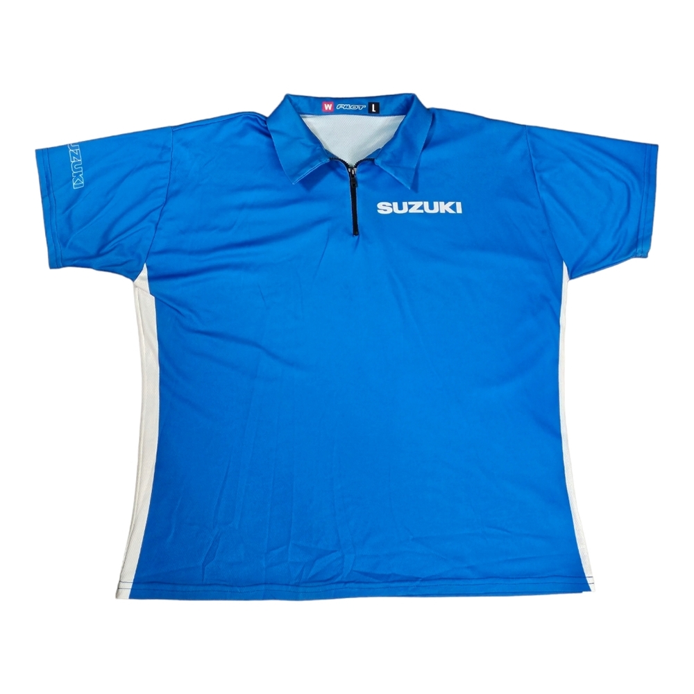 Pilot Suzuki 1/4 Zip Short‎ Sleeve Blue Women’s Racing Jersey Large Made In USA